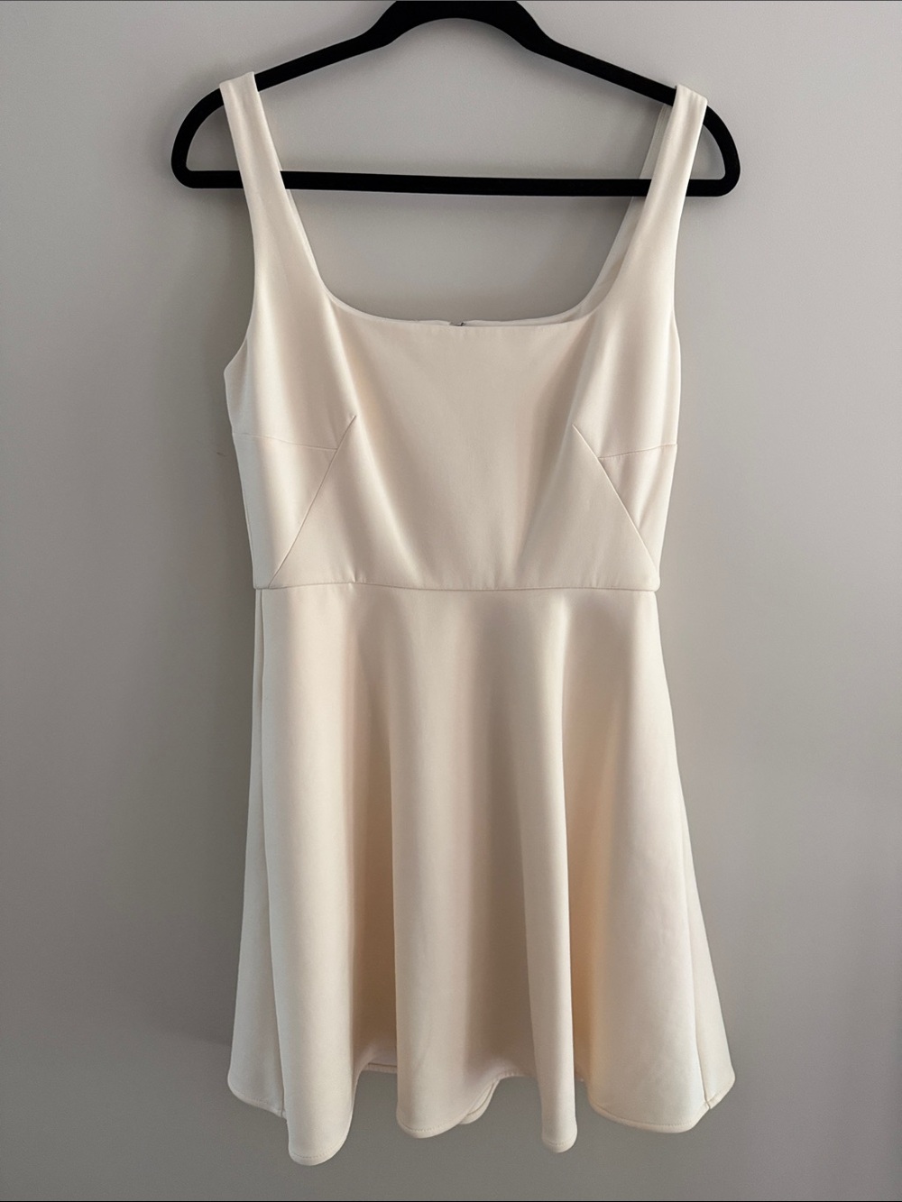 Square Neck light peach Mini Dress with Flared Skirt
